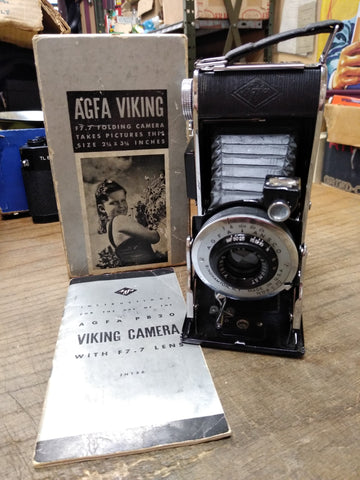 Vtg AGFA ANSCO Viking Folding Film Camera F7.7 Anastigmat Lens Original Box Inst