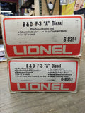 Lionel 2 Pc O Gauge B & O F3 Diesel Non Powered Locomotive Lot 8363 8364 w/Boxes