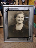Vtg Art Deco Reverse Paint Glass Matted Chrome Frame Smiling Woman Photo 12"x10"