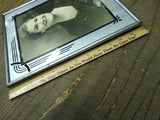Vtg Art Deco Reverse Paint Glass Matted Chrome Frame Smiling Woman Photo 12"x10"