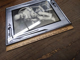 Vtg Art Deco Reverse Paint Glass Matted Chrome Frame Smiling Baby Photo 12"x10"