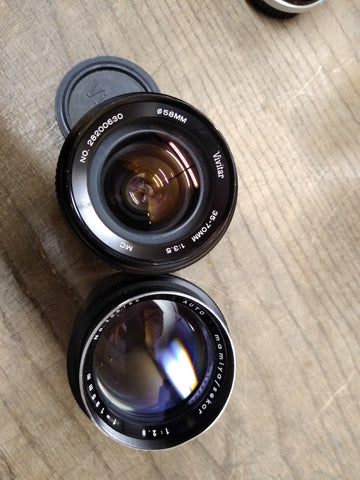 Vtg 2 Pc Camera Lens Lot Mamiya/Sekor Auto 35mm 1:2.8 Vivitar Zoom 35-70mm 1:3.5