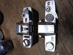 Vtg 2 Pc Minolta Camera Body Parts Repair Lot SRT101 X370 35MM Film Good Shutter