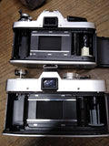 Vtg 2 Pc Minolta Camera Body Parts Repair Lot SRT101 X370 35MM Film Good Shutter