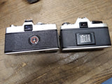 Vtg 2 Pc Minolta Camera Body Parts Repair Lot SRT101 X370 35MM Film Good Shutter