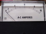 Vtg Double D AC Amperes Ammeter 0-10 Transformer Rated Panel Meter 4 3/4 x 4 1/4
