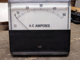 Vtg Double D AC Amperes Ammeter 0-50 Transformer Rated Panel Meter 4 3/4 x 4 1/4