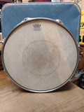 Vtg Olympic Chrome Snare Drum Wood Block Cowbell Sticks Blue Carry Case England