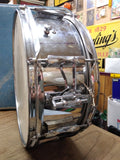 Vtg Olympic Chrome Snare Drum Wood Block Cowbell Sticks Blue Carry Case England