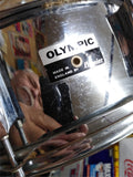 Vtg Olympic Chrome Snare Drum Wood Block Cowbell Sticks Blue Carry Case England