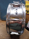 Vtg Olympic Chrome Snare Drum Wood Block Cowbell Sticks Blue Carry Case England