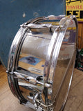 Vtg Olympic Chrome Snare Drum Wood Block Cowbell Sticks Blue Carry Case England