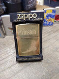 Vtg Unfired 1932 1992 ZIPPO Cigarette Lighter Winston Eagle Solid Brass w/Box!