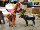 Vtg 8 Pc Zoo Farm Animal Plastic Toy Lot Lion Tiger Bear Moose Giraffe Cow Pig