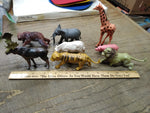 Vtg 8 Pc Zoo Farm Animal Plastic Toy Lot Lion Tiger Bear Moose Giraffe Cow Pig