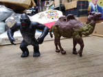 Vtg 8 Pc Zoo Farm Animal Plastic Toy Lot Lion Ape Zebra Rhino Camel Horses Bull
