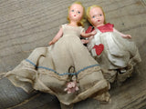 Vtg 2 Piece Nancy Ann Storybook Doll Lot 1930's Bisque w/Dresses 5.5" & 6.5"