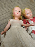 Vtg 2 Piece Nancy Ann Storybook Doll Lot 1930's Bisque w/Dresses 5.5" & 6.5"