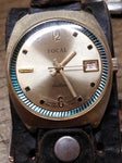 Vtg Focal De Luxe Swiss Mechanical Wrist Watch w/1970's Leather Strap Working!