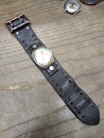 Vtg Focal De Luxe Swiss Mechanical Wrist Watch w/1970's Leather Strap Working!