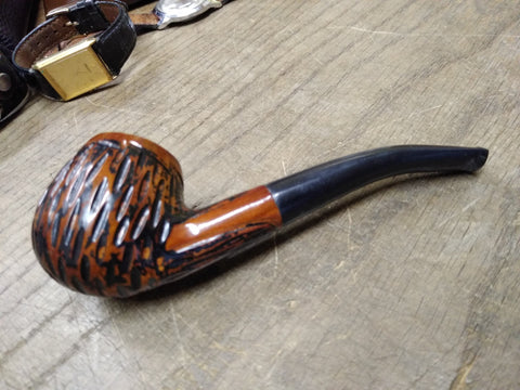 Vtg Unbranded Rusticated Bent Apple Smoking Tobacco Pipe Briar Good Condition!