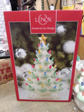 NIB Lenox Treasured Traditions White Porcelain LED Lighted Christmas Tree 11"