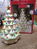 NIB Lenox Treasured Traditions White Porcelain LED Lighted Christmas Tree 11"