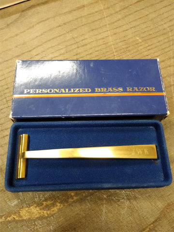 Vtg 1984 Avon Solid Brass Twin Blade Cartridge Safety Razor Engraved JWK