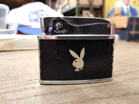 Vtg MCM 1960's Playboy Cigarette Lighter Black & Chrome with Bunny Logo Japan