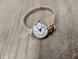 Vtg Ladies Wadsworth Wind Up Wristwatch 10K RGP Bezel 17j Flex Size 7.5"  Works!