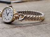 Vtg Ladies Wadsworth Wind Up Wristwatch 10K RGP Bezel 17j Flex Size 7.5"  Works!