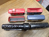 Vtg MARX Tin Locomotive Train Set Wind Up Motor 5 Cars w/Key Working Motor Bell!