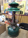 Vtg 1953 Coleman #220E 2 Mantel Gas Fuel Lantern Pyrex Globe Camping Fishing