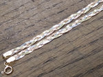14K Rose Yellow White Gold Flat Braided Herring Bone 3 Strand 16" Necklace Italy