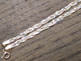 14K Rose Yellow White Gold Flat Braided Herring Bone 3 Strand 16" Necklace Italy