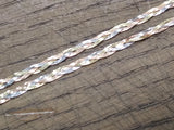 14K Rose Yellow White Gold Flat Braided Herring Bone 3 Strand 16" Necklace Italy