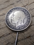 Vtg British Silver 6 Pence Coin Hat Pin 1930 King George V