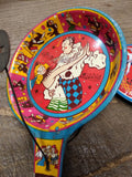 Vtg 2 Pc US Metal Toy Tin Lithograph Party Clacker Noise Maker Lot Made In Japan