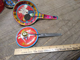 Vtg 2 Pc US Metal Toy Tin Lithograph Party Clacker Noise Maker Lot Made In Japan