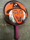 Vtg Kirchhof Halloween Smiling Witch Tin Lithograph Party Noise Maker