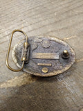Vtg Bergamot Brass Works Blue Bow Tie Chevrolet Belt Buckle #A 800 Made In USA