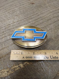 Vtg Bergamot Brass Works Blue Bow Tie Chevrolet Belt Buckle #A 800 Made In USA