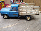 Vtg Tonka 1960's Stake Bed Pick Up Blue Dump Truck Pressed Steel Made In USA