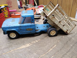 Vtg Tonka 1960's Stake Bed Pick Up Blue Dump Truck Pressed Steel Made In USA