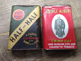 Vtg 2 Piece Tobacco Tin Lot Prince Albert Crimp Cut Half and Half Pipe Tobacco