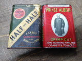 Vtg 2 Piece Tobacco Tin Lot Prince Albert Crimp Cut Half and Half Pipe Tobacco