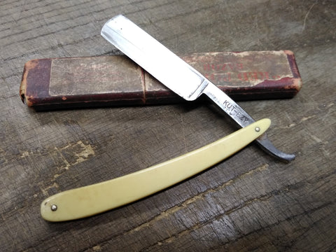 Vtg Kut Ezy Straight Razor with Jimps Nice Scales w/Red Point Box Nice Shape!
