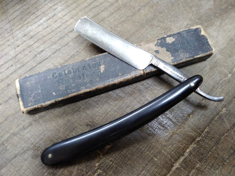 Vtg Moshy & Rahaim Napoleon #120 Straight Razor with Jimps Orig Box Nice Shape!