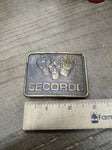 Vtg SECOROC Brass Belt Buckle Century Corp Canada 2.75 x 2.25 inches