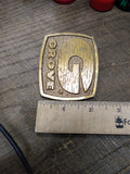 Vtg GROVE Corp Brass Belt Buckle Sales Guides Inc Mequon Wis USA 2.75 x 2.25 in